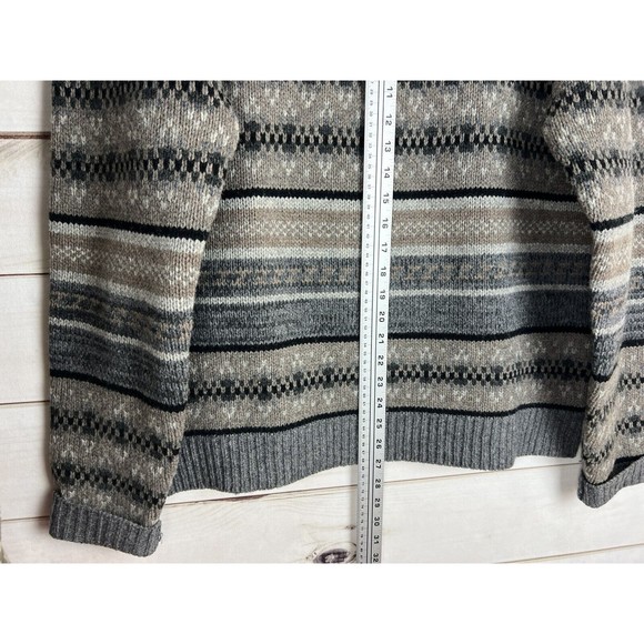Sundance Sweater Mens XL Lambswool 1/4 Zip Pullover Geometric Fair Isle - Picture 5 of 6